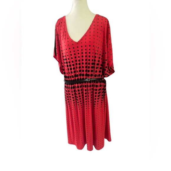 Women’s LANE BRYANT Red Polka Dot Dress Size 26/28 with belt - Picture 6 of 8